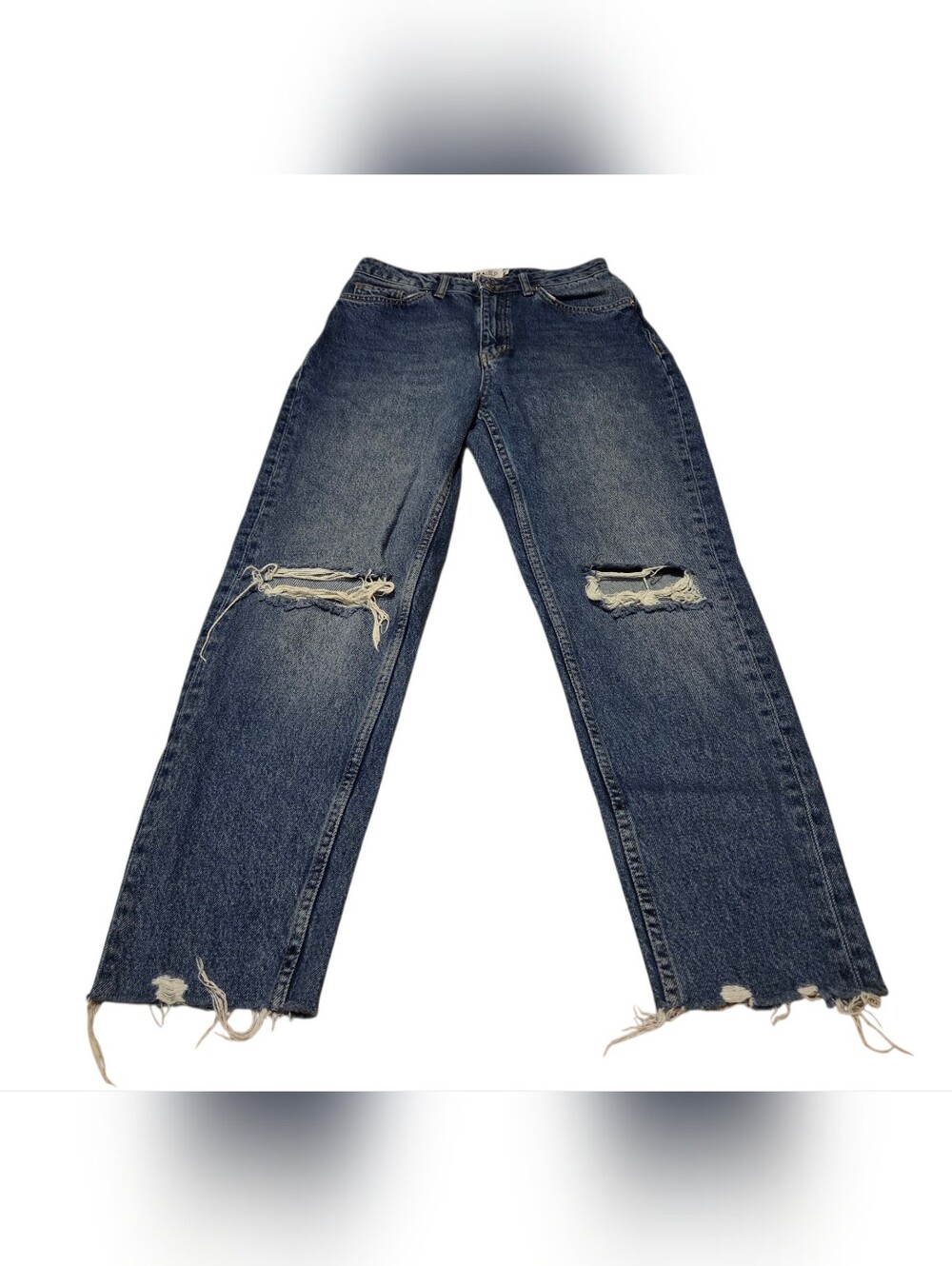 Women’s NA-KD Reborn High Waisted Distressed Straight Leg Jeans Size 36 Raw Hem